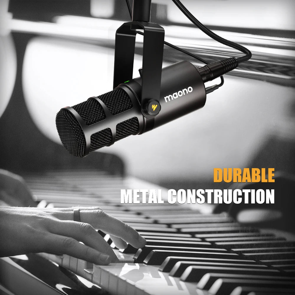 USB/XLR Dynamic Microphone with One-Touch Mute, Monitoring & Metal Body for Studio Podcasting