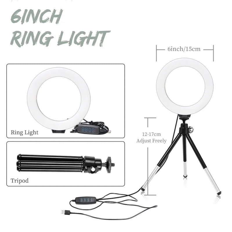 6 Inch LED RGB Video Light Panel Kit with Adjustable Tripod for Photography and Live Streaming