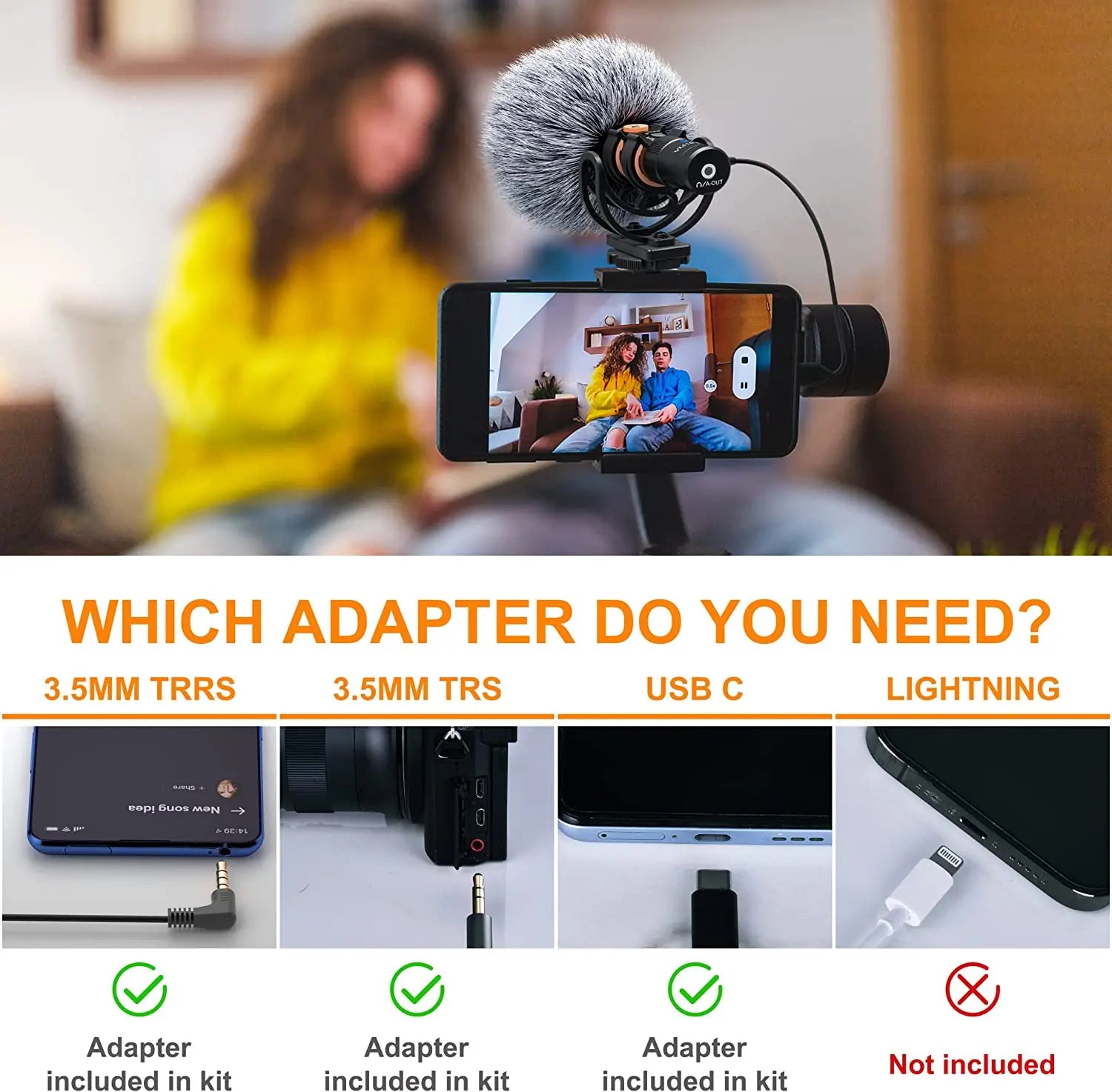 On-Camera Cardioid Shotgun Microphone with Shock Mount for DSLR Smartphone and Action Cameras
