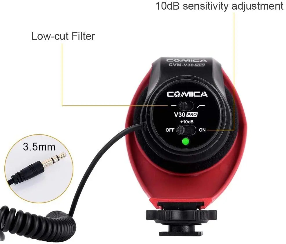 Super Cardioid Condenser Shotgun Microphone for DSLR Cameras and Smartphones with Wind Muff