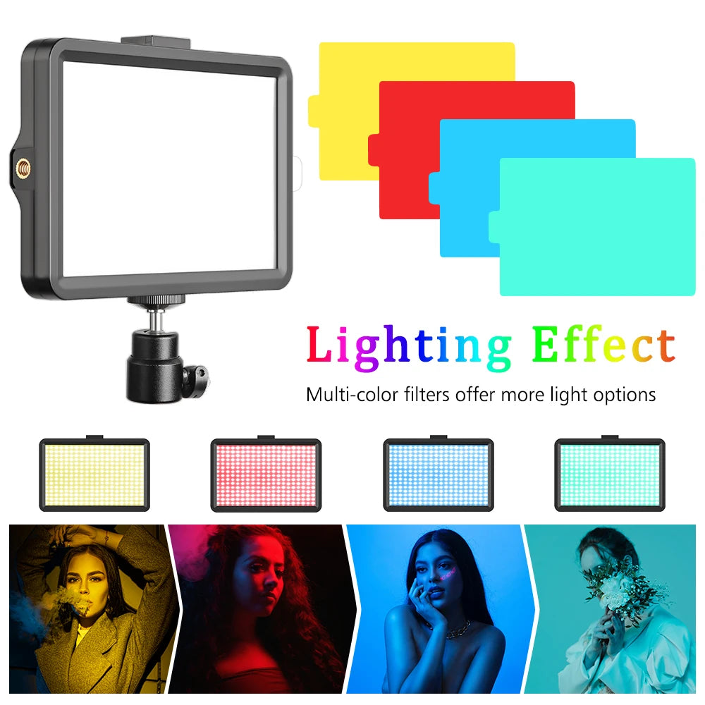 6 Inch LED RGB Video Light Panel Kit with Adjustable Tripod for Photography and Live Streaming