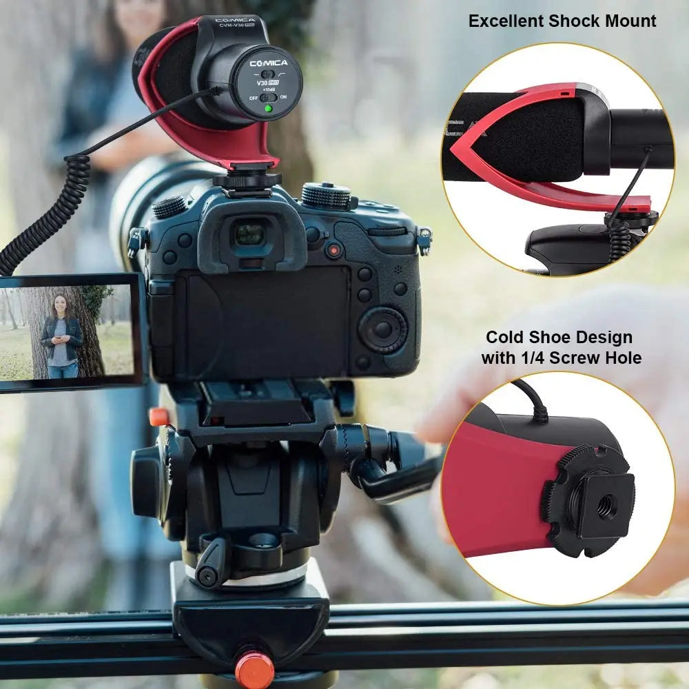 Super Cardioid Condenser Shotgun Microphone for DSLR Cameras and Smartphones with Wind Muff
