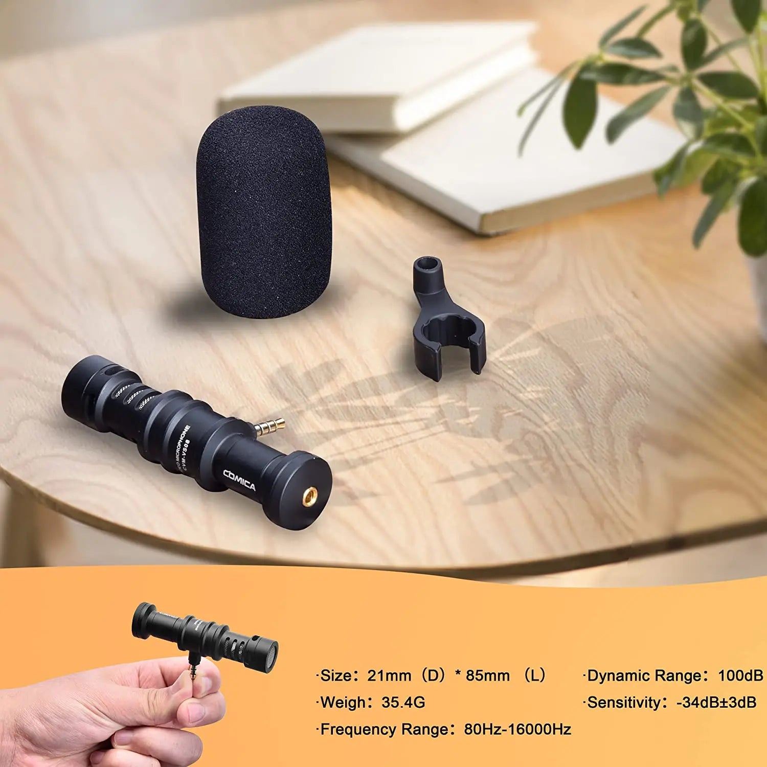 Cardioid Mini Shotgun Microphone for Smartphones Wired Condenser Mic for Vlogging and Recording