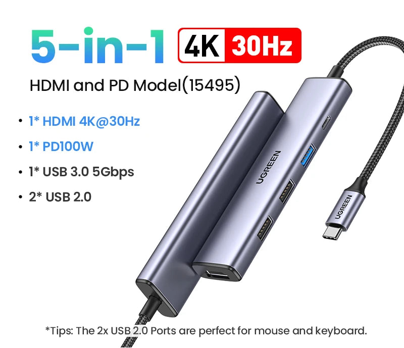 Dual HDMI USB-C Hub 10-in-1 Dock with 8K HDMI Gigabit Ethernet 100W PD USB Card Reader