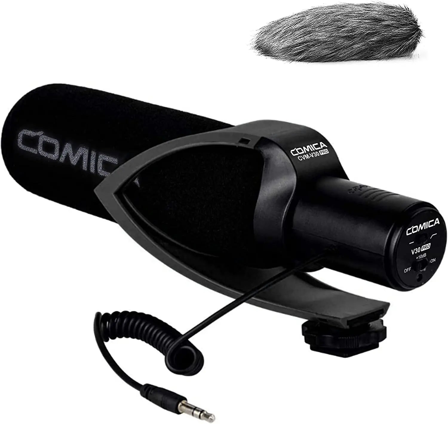 Super Cardioid Condenser Shotgun Microphone for DSLR Cameras and Smartphones with Wind Muff