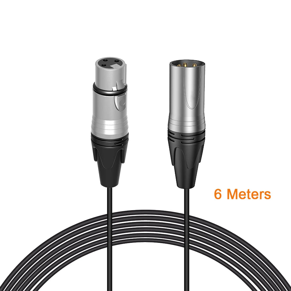 Premium 6m XLR Male to XLR Female Audio Adapter Cable for Microphone and Studio Recording