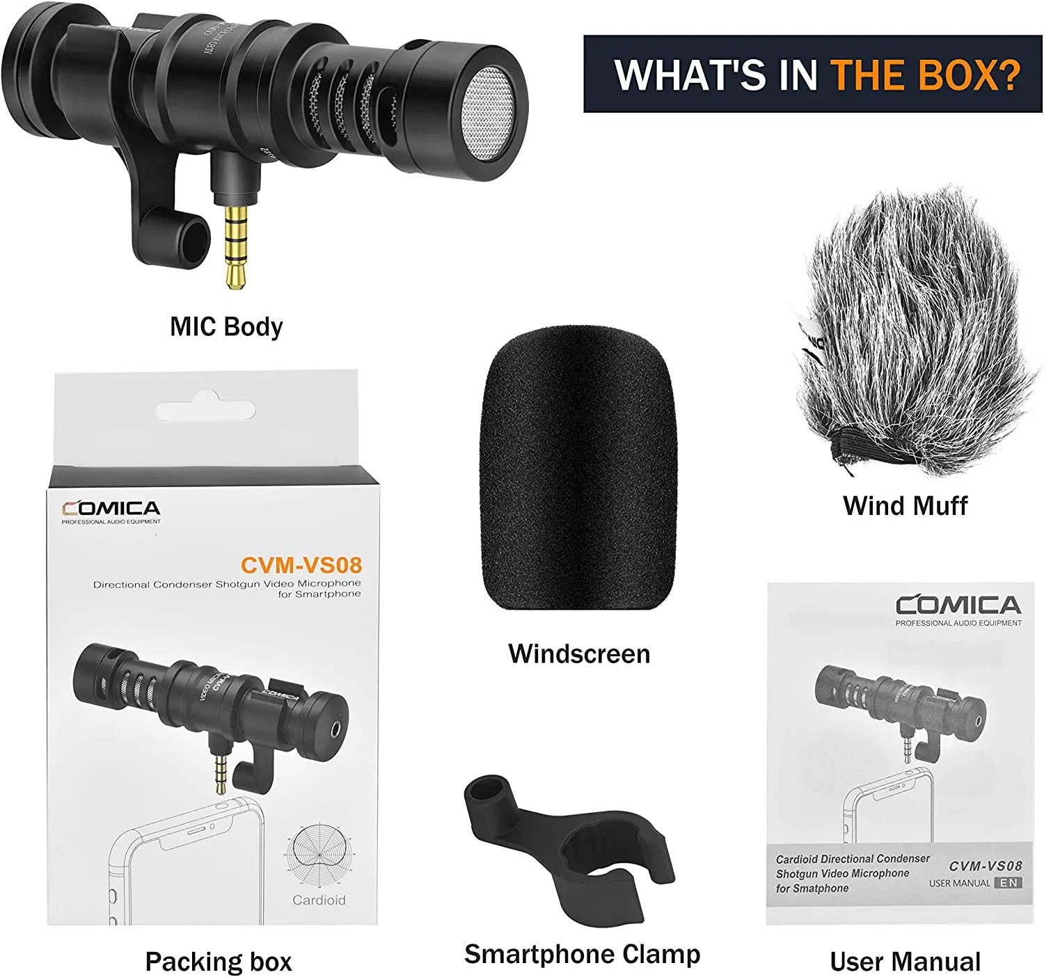 Cardioid Mini Shotgun Microphone for Smartphones Wired Condenser Mic for Vlogging and Recording