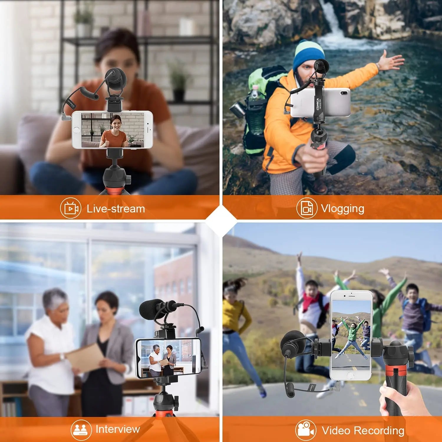 Smartphone Video Rig Kit with External Shotgun Microphone Tripod and Vlogging Accessories