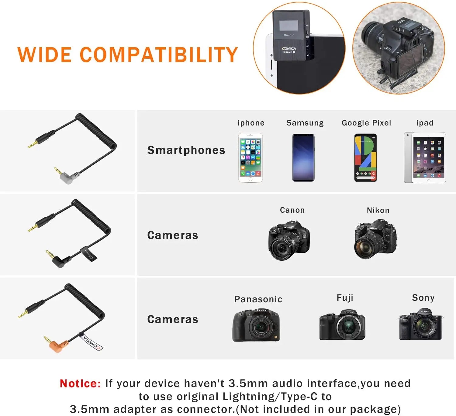 Dual Channel Wireless Lavalier Microphone Set with 2.4G Connectivity for Camera and Smartphone Audio