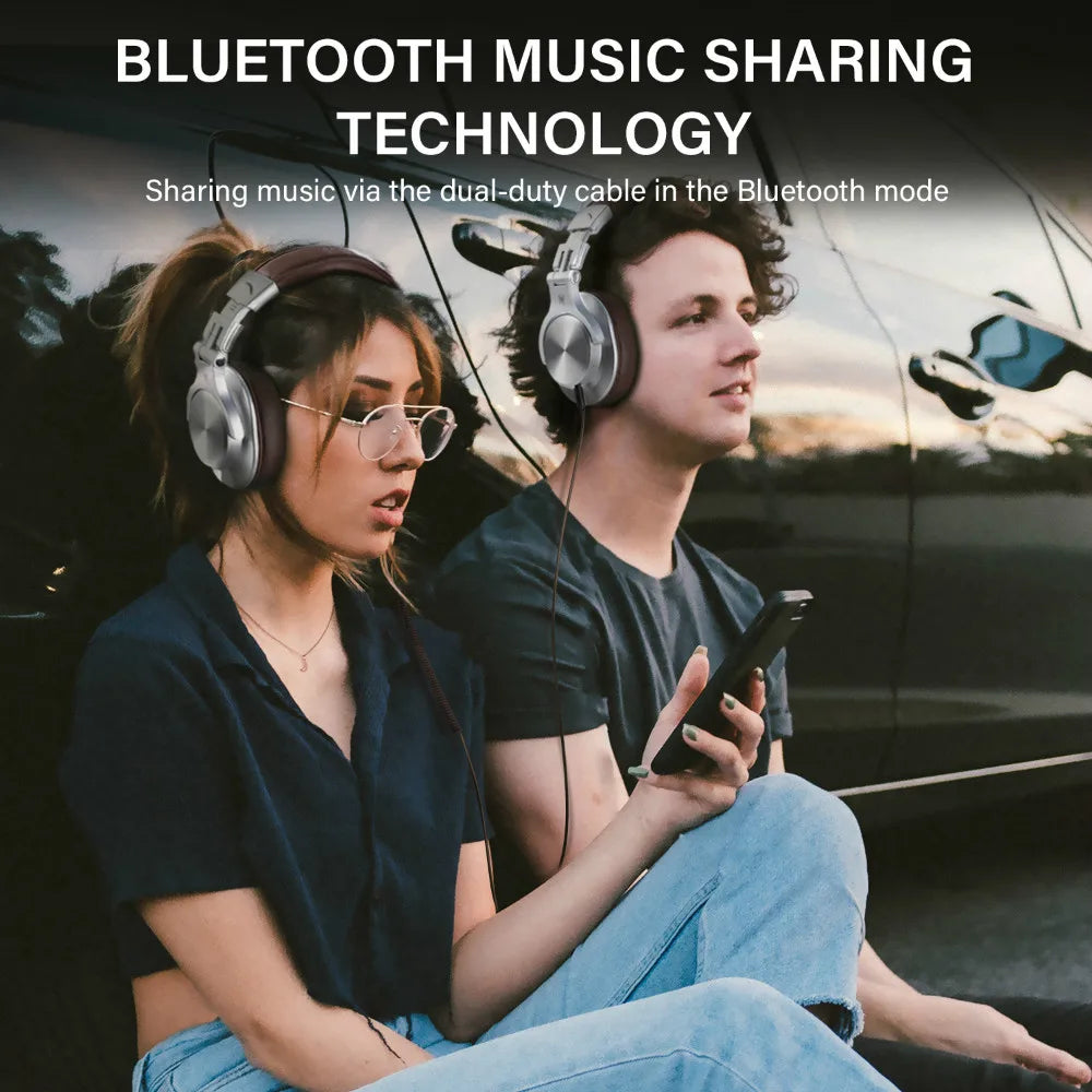 Wireless and Wired Bluetooth 5.2 Over-Ear Studio Headphones with Microphone and 72 Hour Playtime