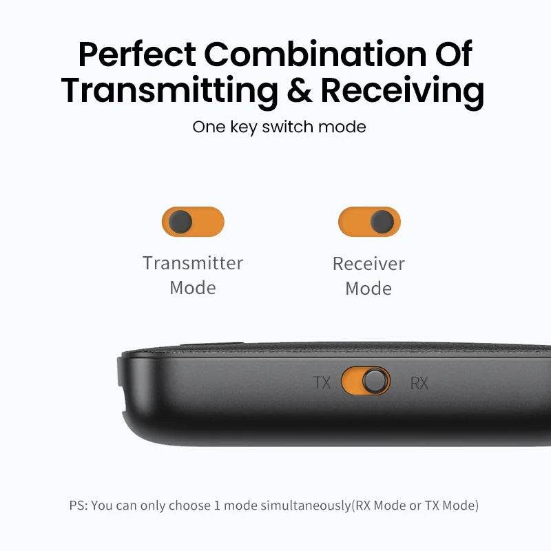 2-in-1 Bluetooth 5.0 Transmitter Receiver AUX Adapter for TV Car Stereo Earphones Wireless Audio