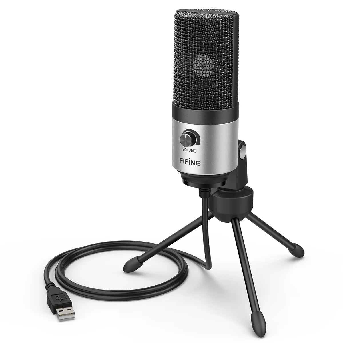 USB Condenser Recording Microphone with Tripod Stand Cardioid Studio Mic for PC Streaming Voice Over