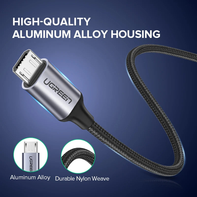 Micro USB Fast Charging Data Cable 2A Nylon Braided USB Lead for Android Phones Tablets