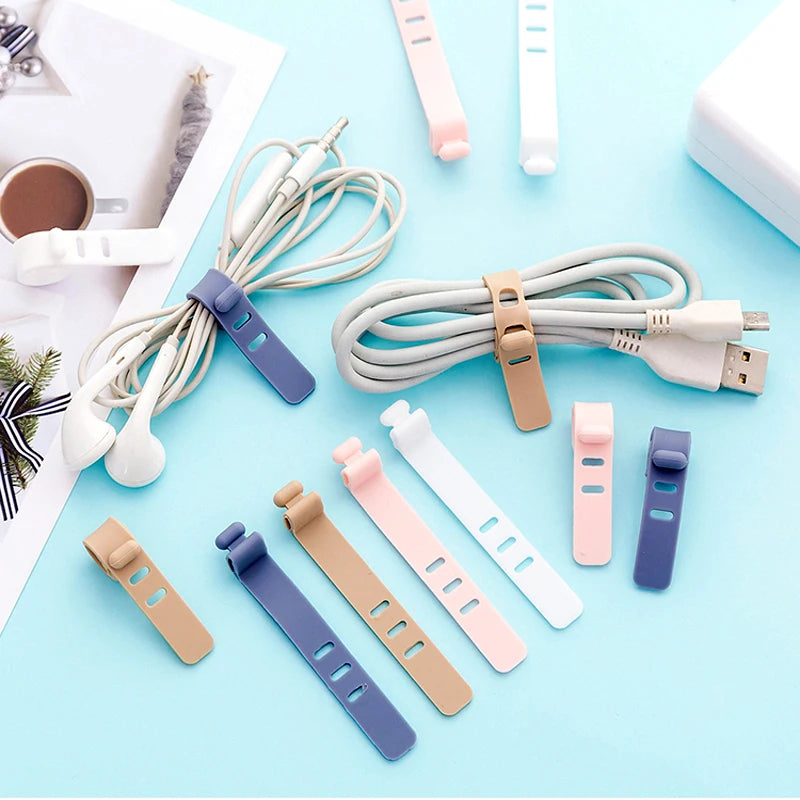 Silicone Cable Organiser and Wire Management Ties for Desk and Charging Cable Storage