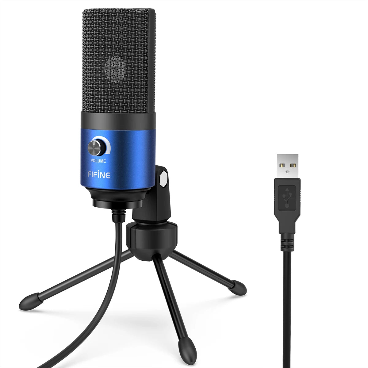 USB Condenser Recording Microphone with Tripod Stand Cardioid Studio Mic for PC Streaming Voice Over