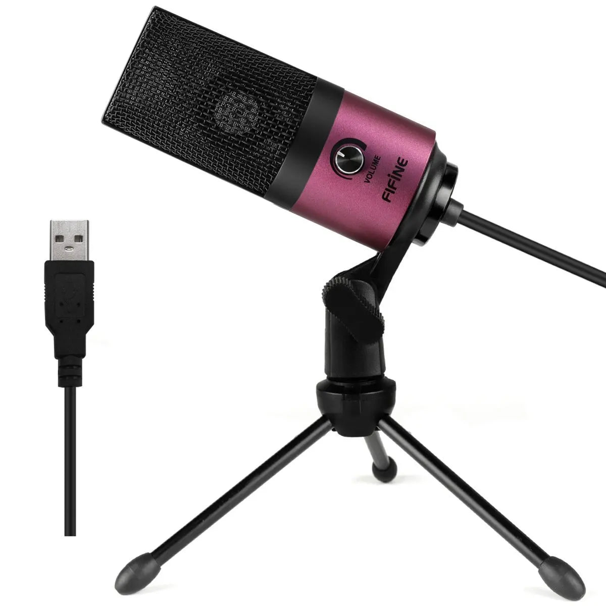 USB Condenser Recording Microphone with Tripod Stand Cardioid Studio Mic for PC Streaming Voice Over