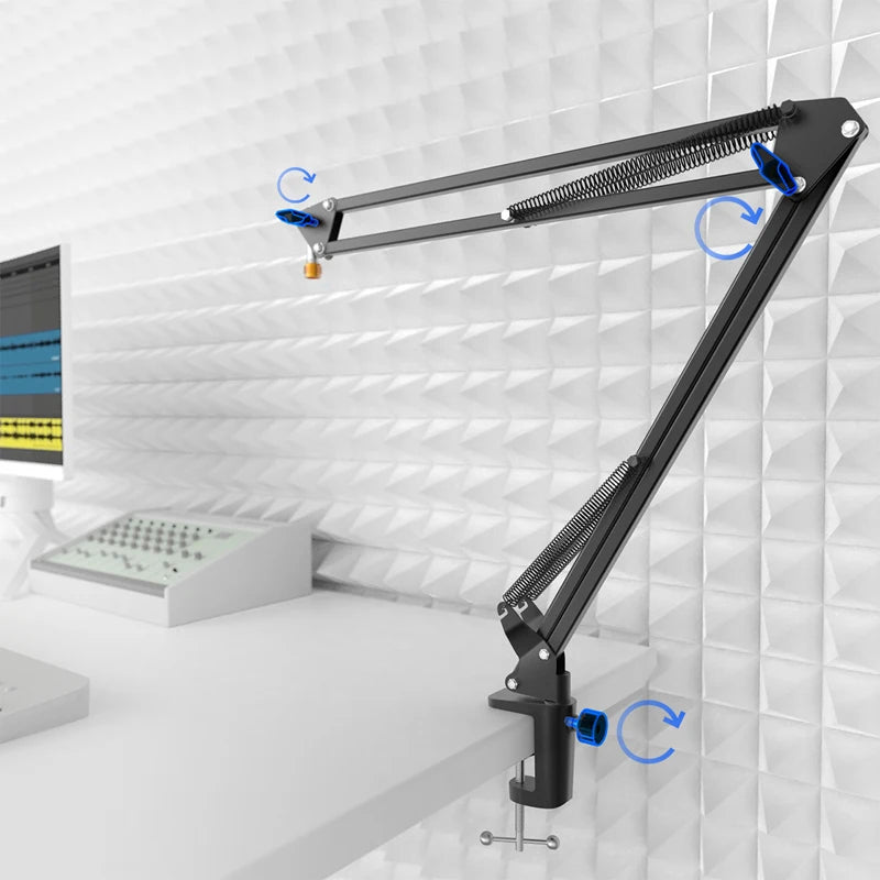 Adjustable Microphone Boom Arm with Heavy-Duty Desk Clamp for Streaming, Podcasting and Studio Use