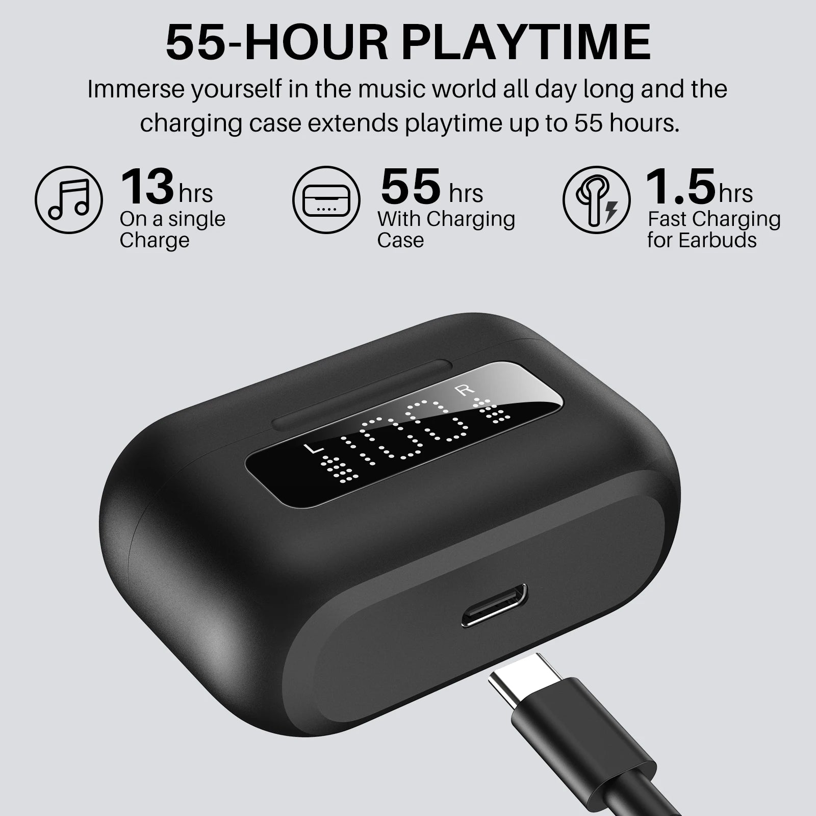 In Ear Wireless Bluetooth Earbuds with Active Noise Cancellation and Low Latency for Mobile Devices