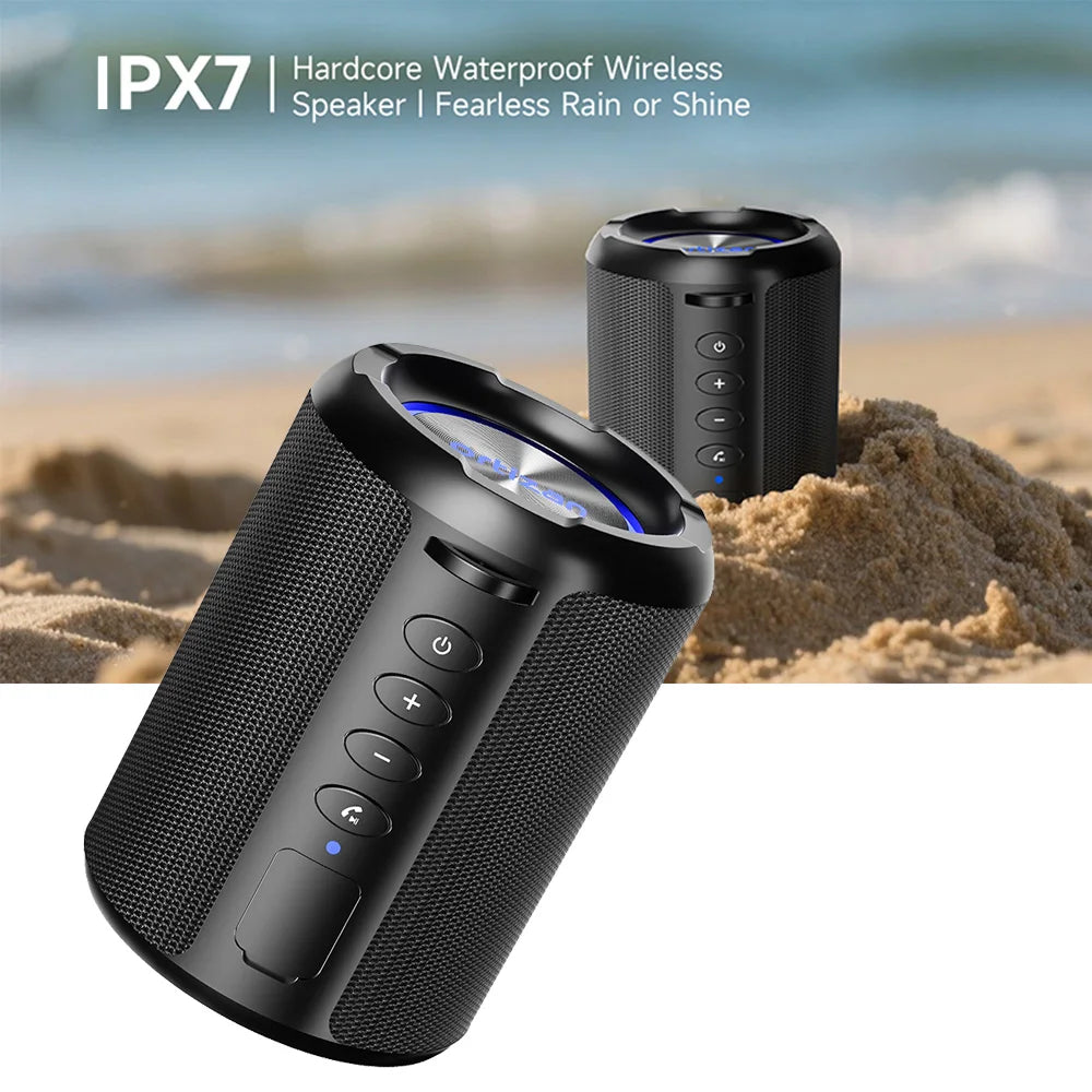 Portable Wireless Bluetooth Speaker with Deep Bass, IPX7 Waterproof Rating and RGB Lights