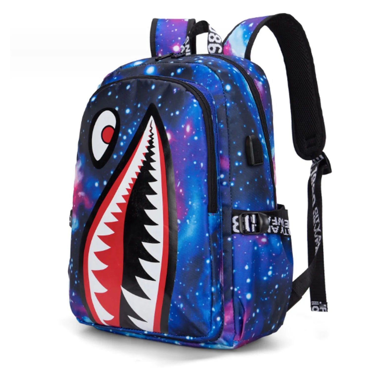 Children’s Shark Print Large Capacity Backpack for Kids Lightweight Durable Cartoon School Bag