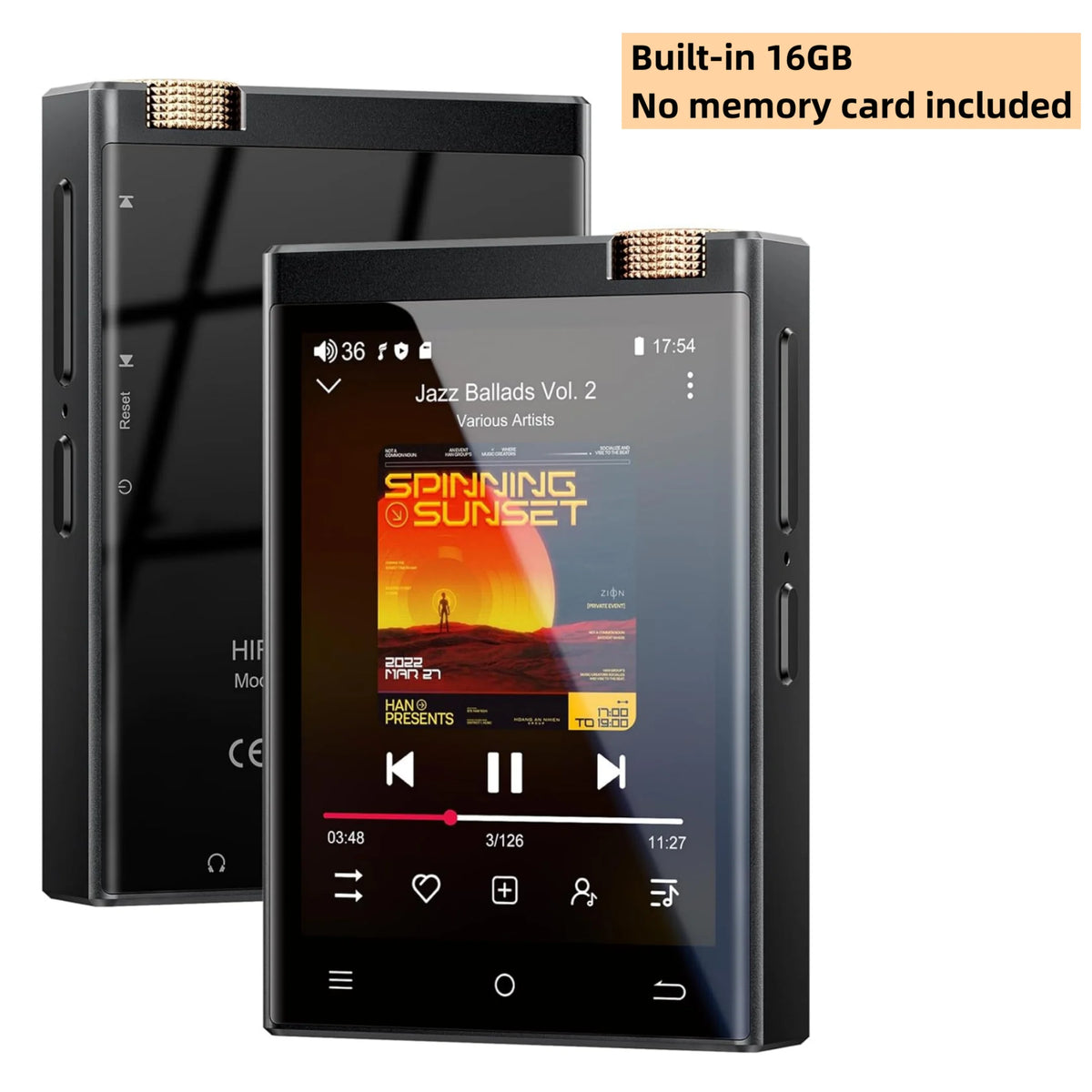 High Resolution MP3 Player with Bluetooth Wi-Fi Touchscreen and Expandable Memory up to 1TB