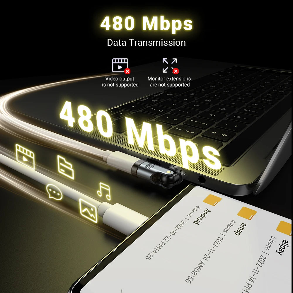 9-pin Magnetic USB-C OTG Adapter 240W PD Fast Charging Data Connector for Laptop and iPhone