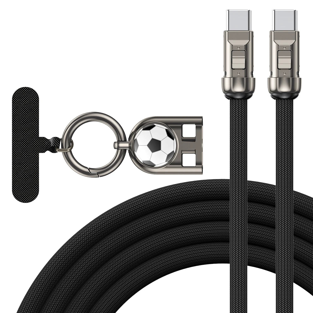 2 in 1 240W USB C Fast Charging Data Cable with Lanyard for iPhone Samsung and Huawei Devices