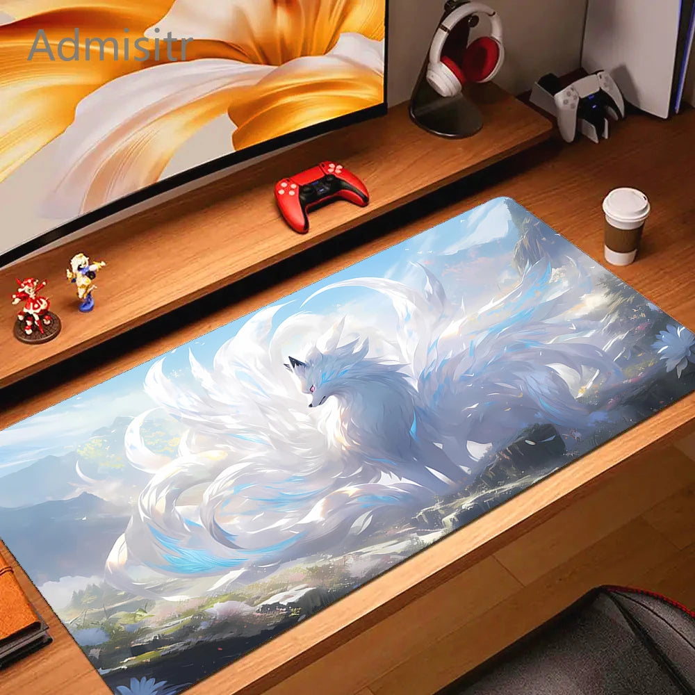 XXL Cartoon Fox Gaming Mouse Pad Non-Slip Rubber Desk Mat for Computer and Office Use