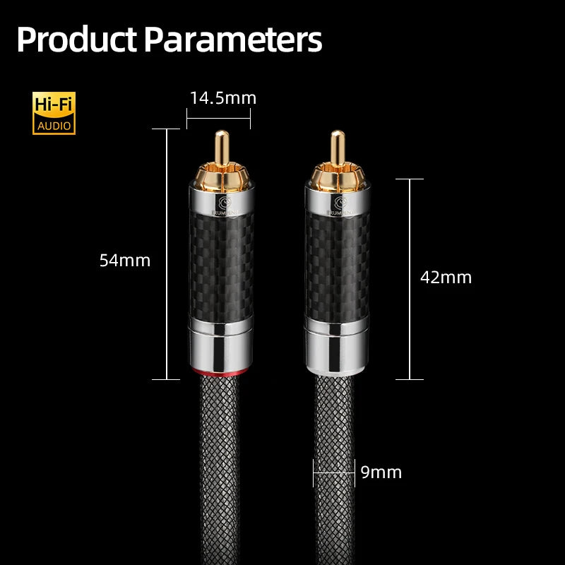 Premium Silver Plated RCA to RCA HiFi Audio Cable for Amplifiers DACs and Stereo Systems