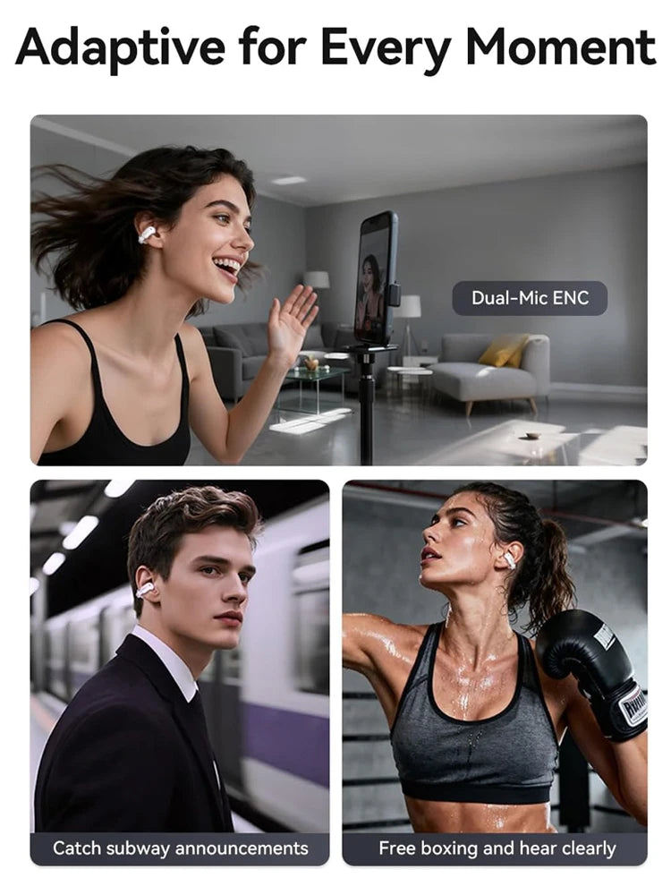 Open Ear Clip-On Wireless Earbuds with Bluetooth 5.4 Deep Bass Lightweight IPX5 28H Battery Life