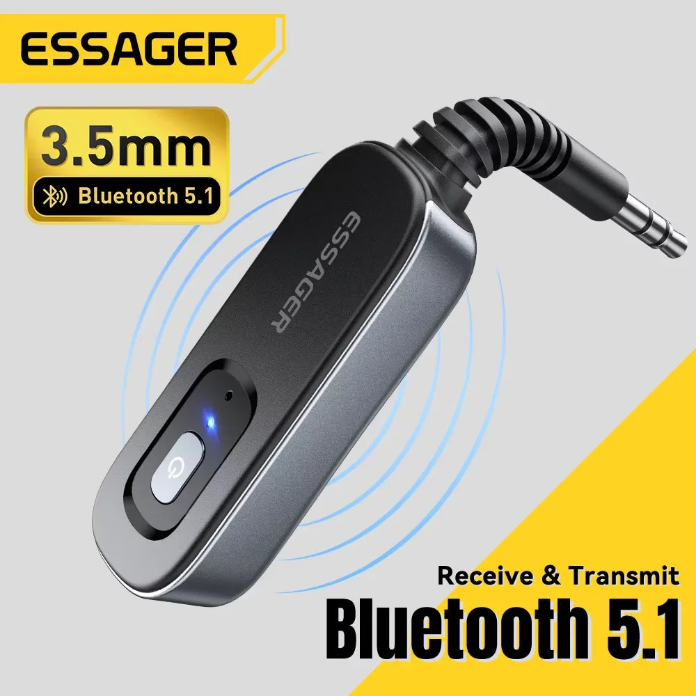 Essager Bluetooth 5.1 Audio Receiver & Transmitter with Mic, 3.5mm AUX & Type-C Adapter