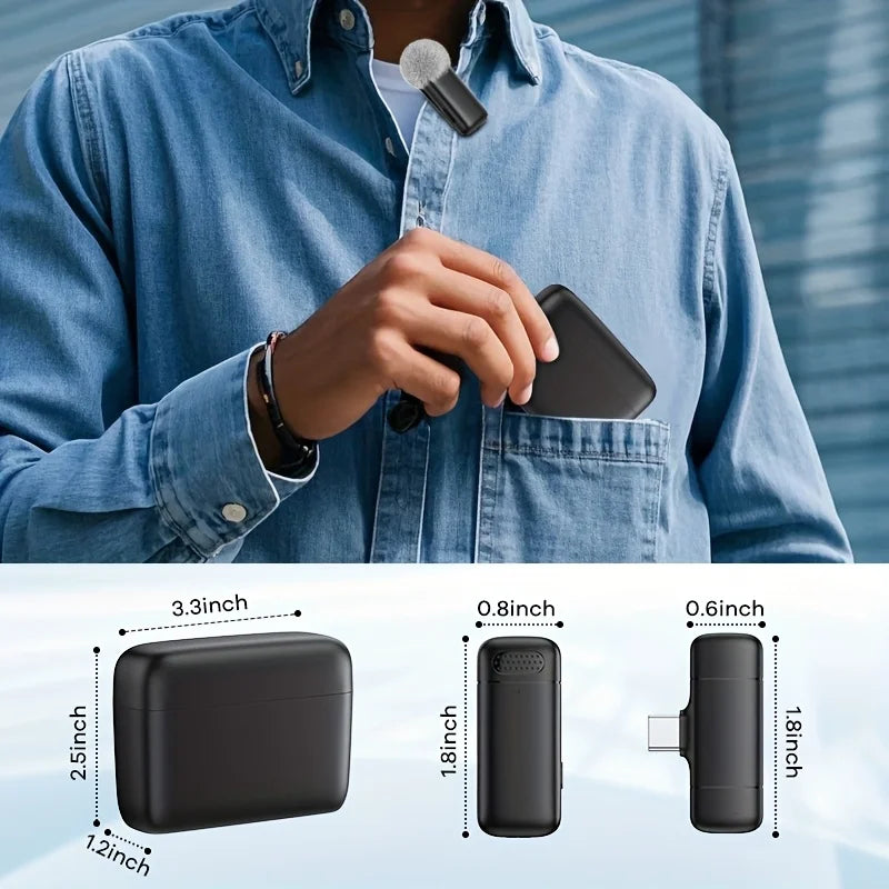 Wireless Lavalier Microphone with Charging Case Noise-Cancelling Clip Mic for Phones and Laptops