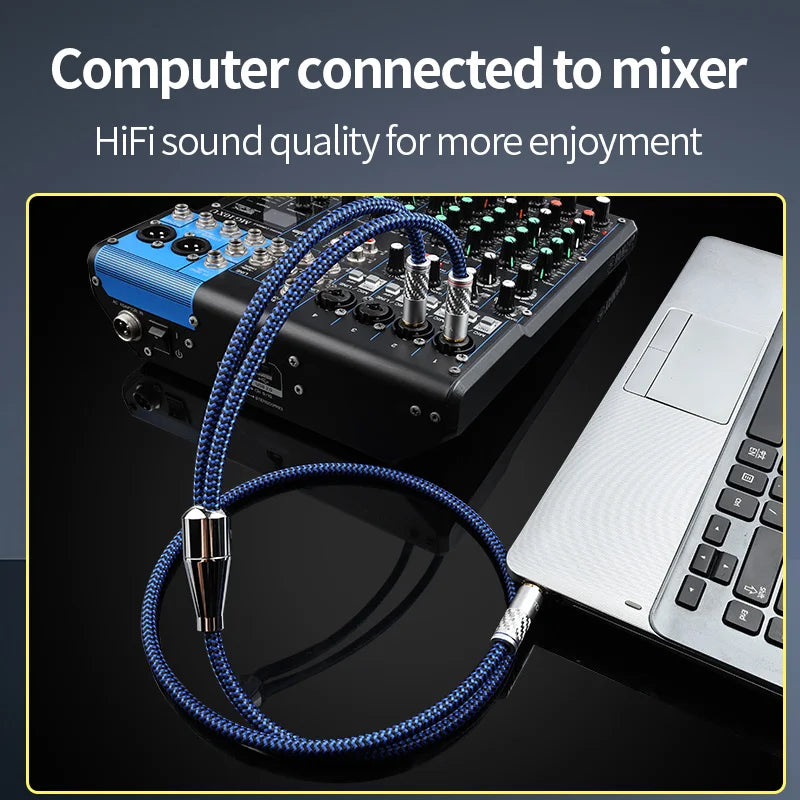 Premium 3.5mm to Dual 6.35mm OCC Audio Cable with Gold Plated Connectors for Amplifier and Studio