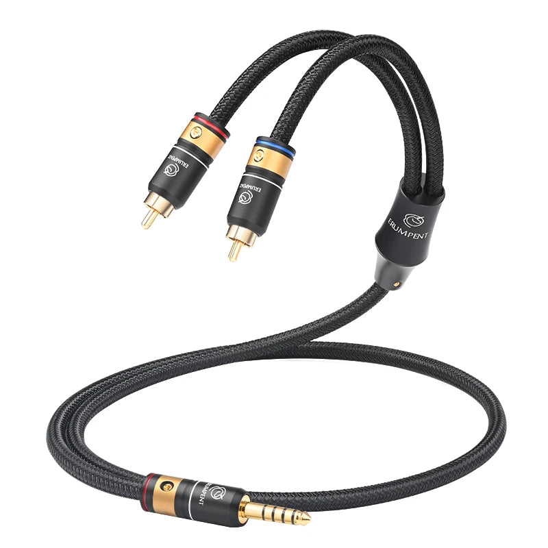 Premium 4.4mm Balanced to 2RCA HiFi Audio Cable with 6N OCC Core for Amplifiers and Speakers