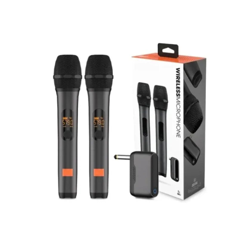 Dual Channel Wireless Portable Microphone System with Clear Voice UHF Connection