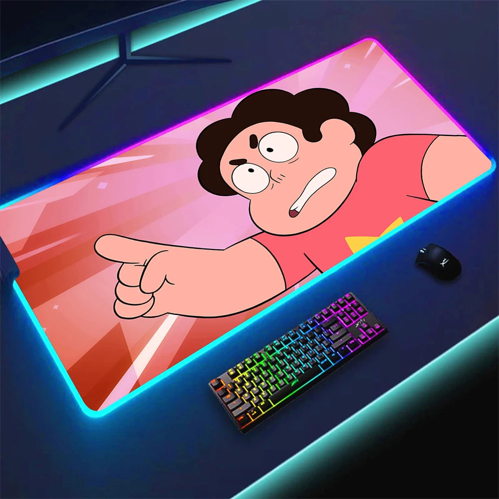 RGB Anime Gaming Mouse Pad with LED Lighting Non-slip Surface Large Waterproof Desk Mat