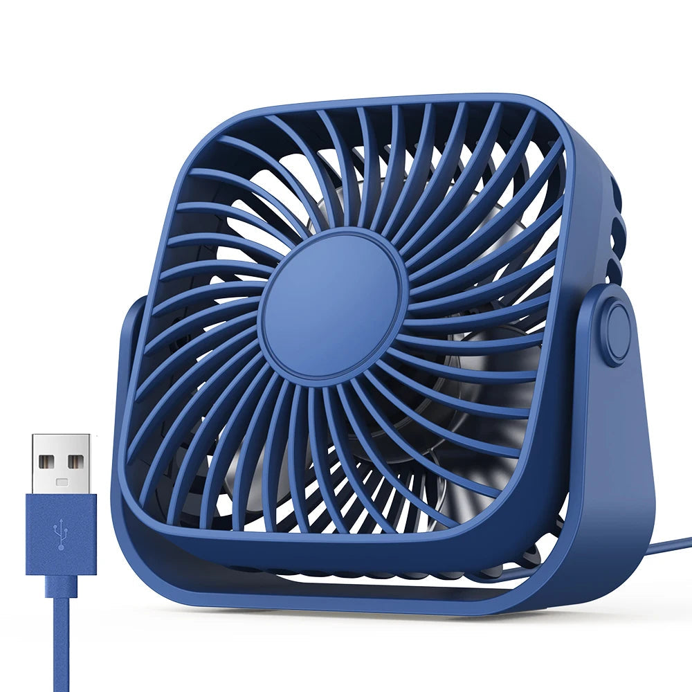 Mini USB Portable Desk Fan with 3-Speed Cooling and 360° Adjustment for Home, Office and Camping Use