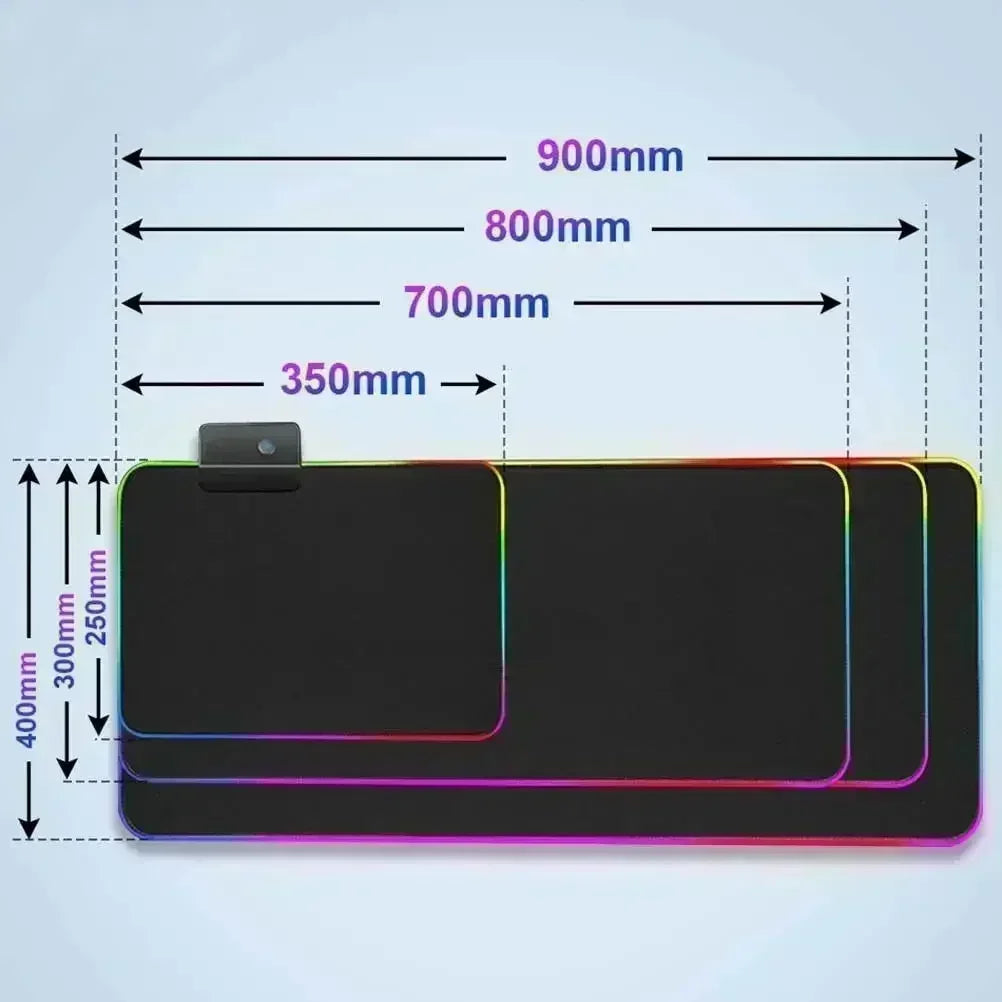 RGB Anime Gaming Mouse Pad with LED Lighting Non-slip Surface Large Waterproof Desk Mat