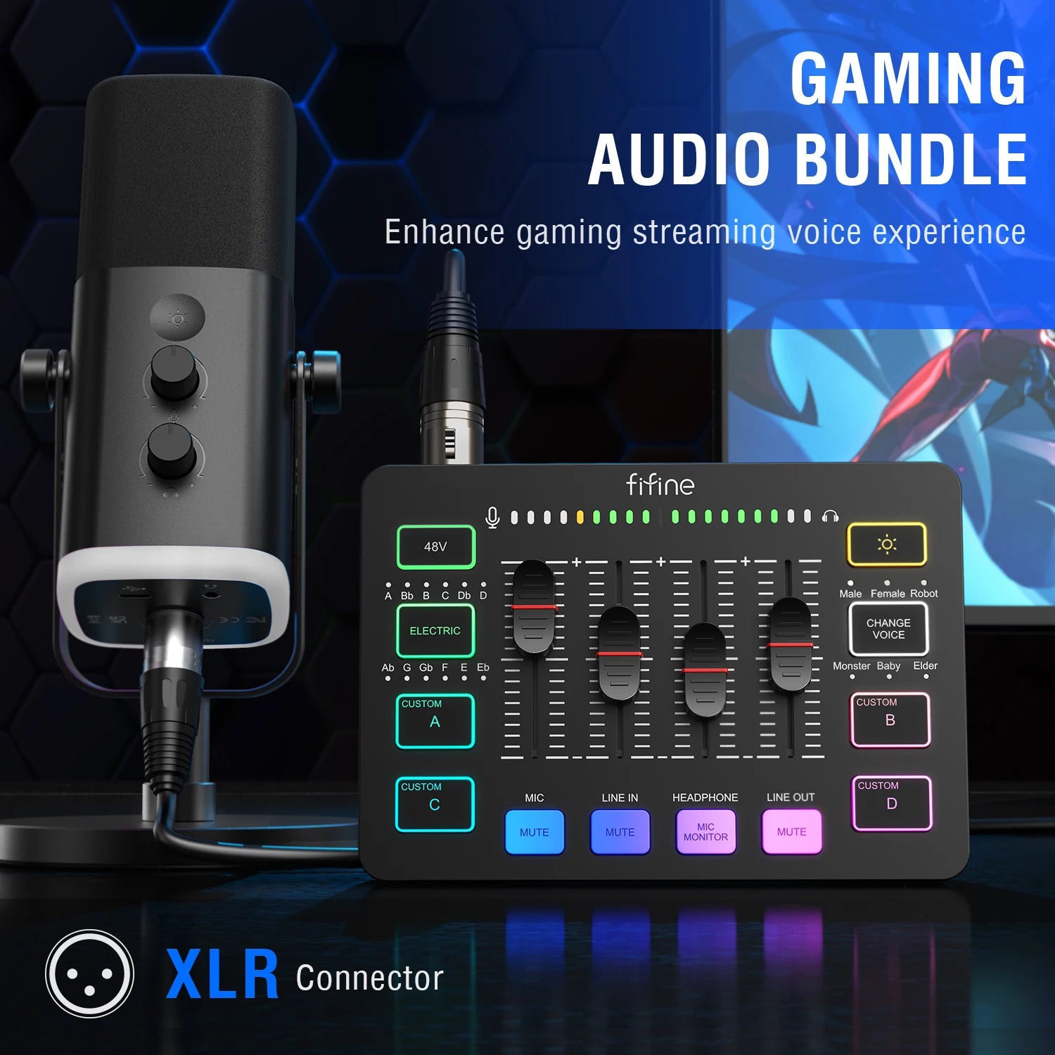Complete Streaming Audio Kit with XLR Microphone Mixer & 7.1 Headset for Gaming Podcasting Broadcast