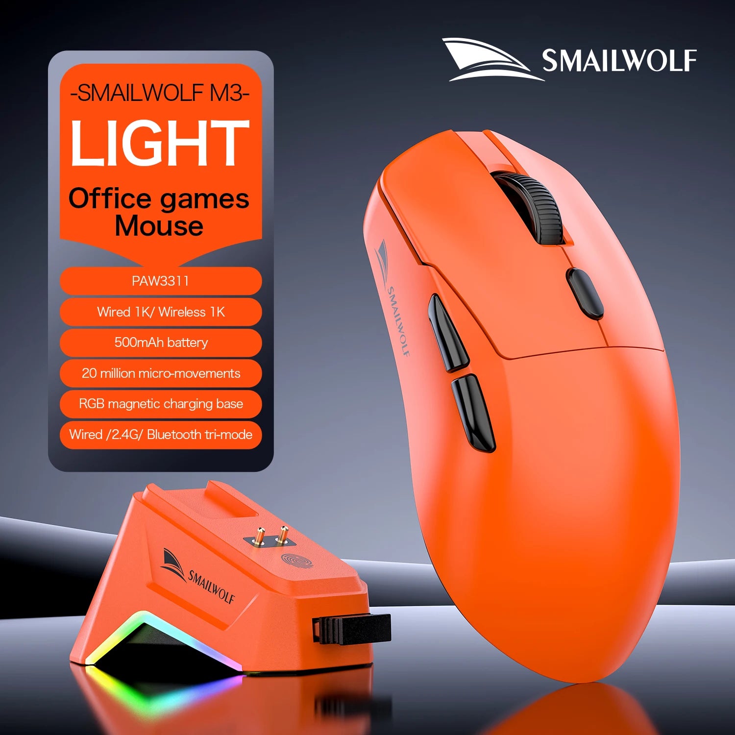 Bluetooth Wireless Gaming Mouse with Three-Mode Connectivity for Laptop and Office Use