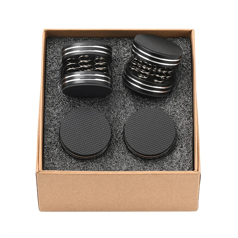 Premium Aluminium Alloy Speaker Isolation Spikes Set with Spring Damping Pads for HiFi Audio