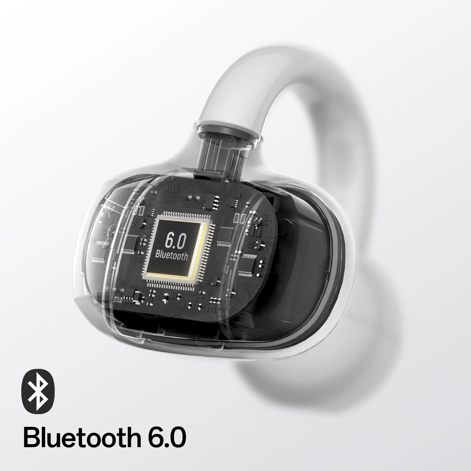 Open Ear Wireless Bluetooth Earphones with Ear Clip Design and Built-in Microphone