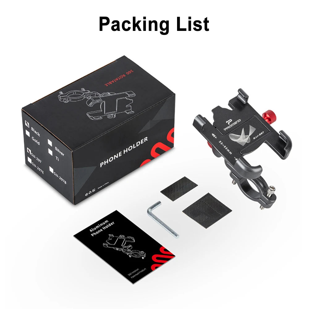 Adjustable Aluminium Bike and Motorcycle Phone Mount Non-Slip Holder for iPhone and Samsung Devices