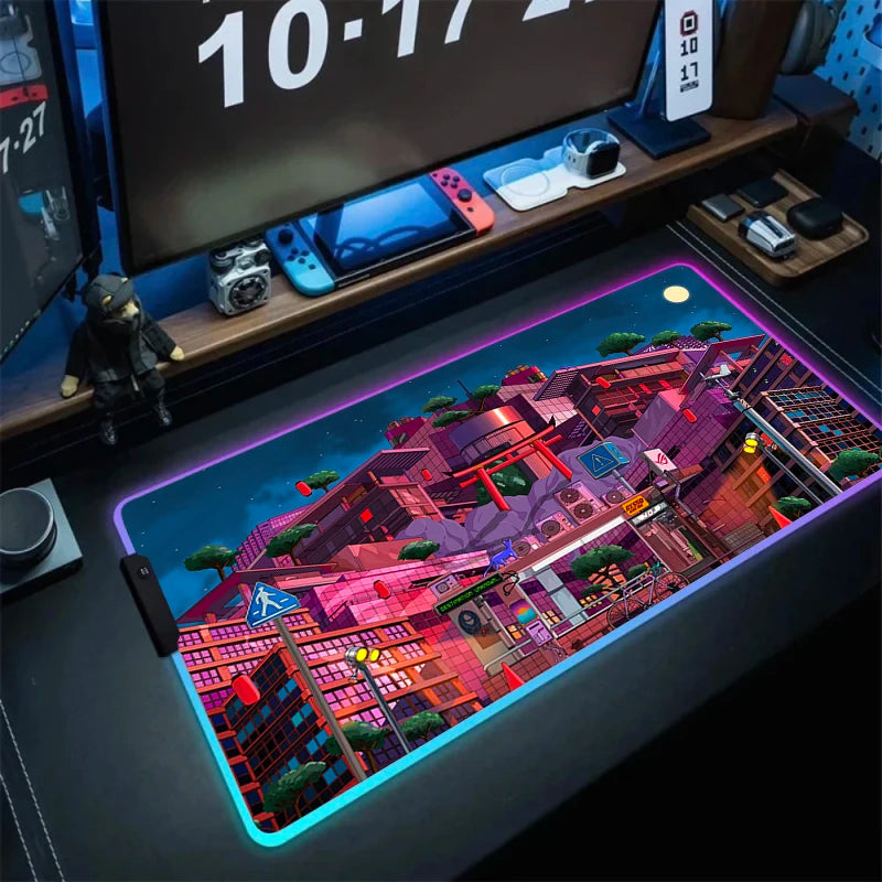 Large RGB Gaming Mouse Pad with Backlight Non Slip Surface for Keyboard and Desk Protection