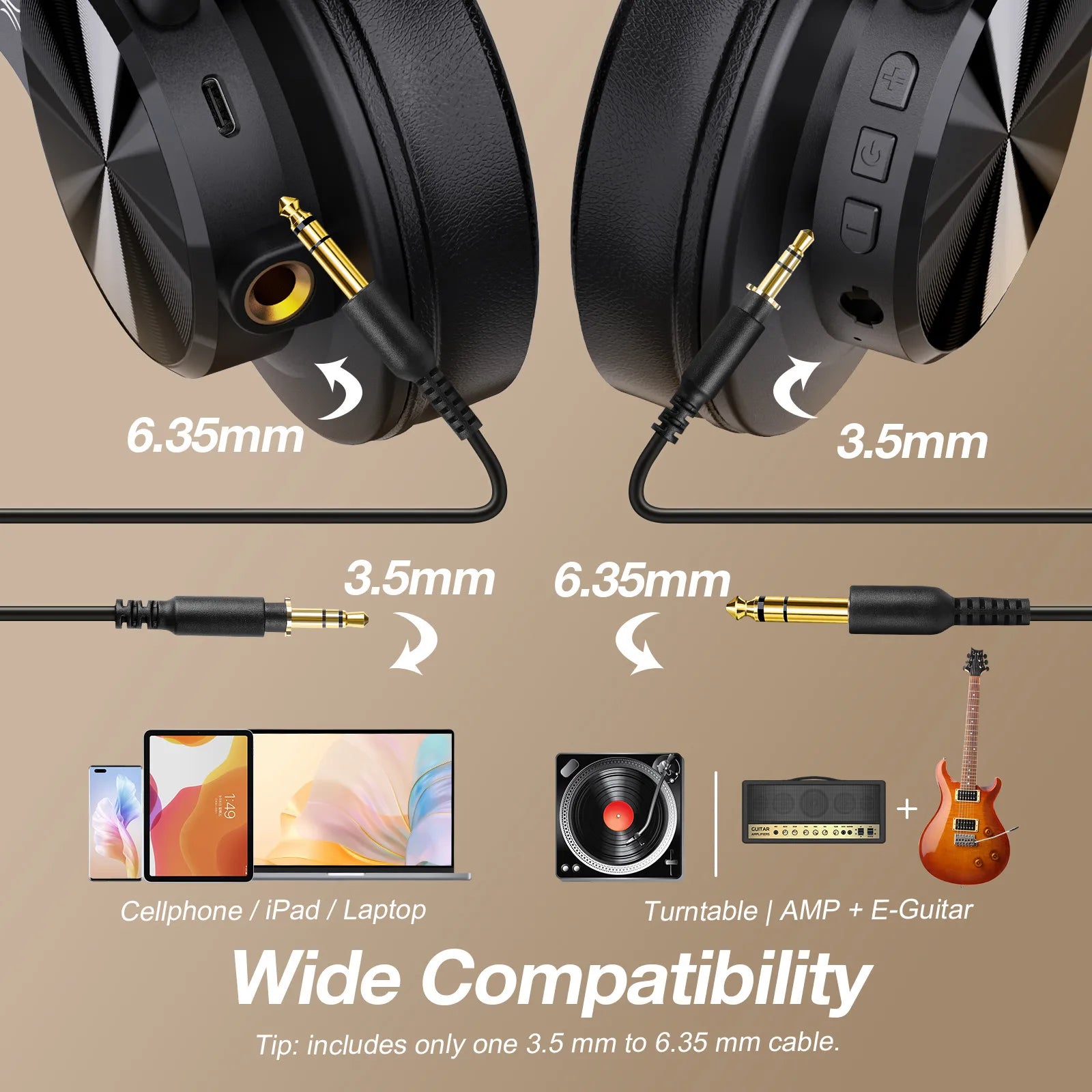 Over Ear Wireless Bluetooth Studio Headphones with Hi-Res Audio DJ Monitoring & 72 Hour Battery Life