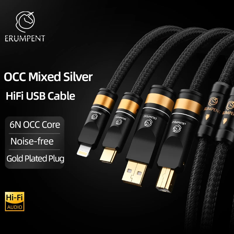 Premium OCC Single Crystal Copper HiFi USB Audio Cable for DAC and Computer Audio
