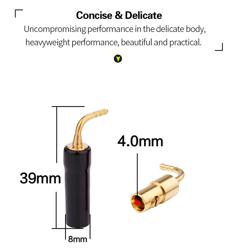 8 Piece 2mm Speaker Wire Banana Plug Set with Gold Plated Screw Lock Connectors