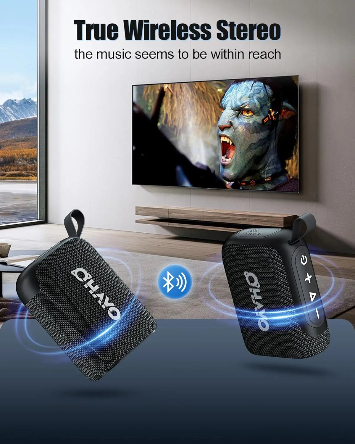 Wireless Portable Bluetooth Speaker with Deep Bass, Waterproof Design and 12 Hour Playtime