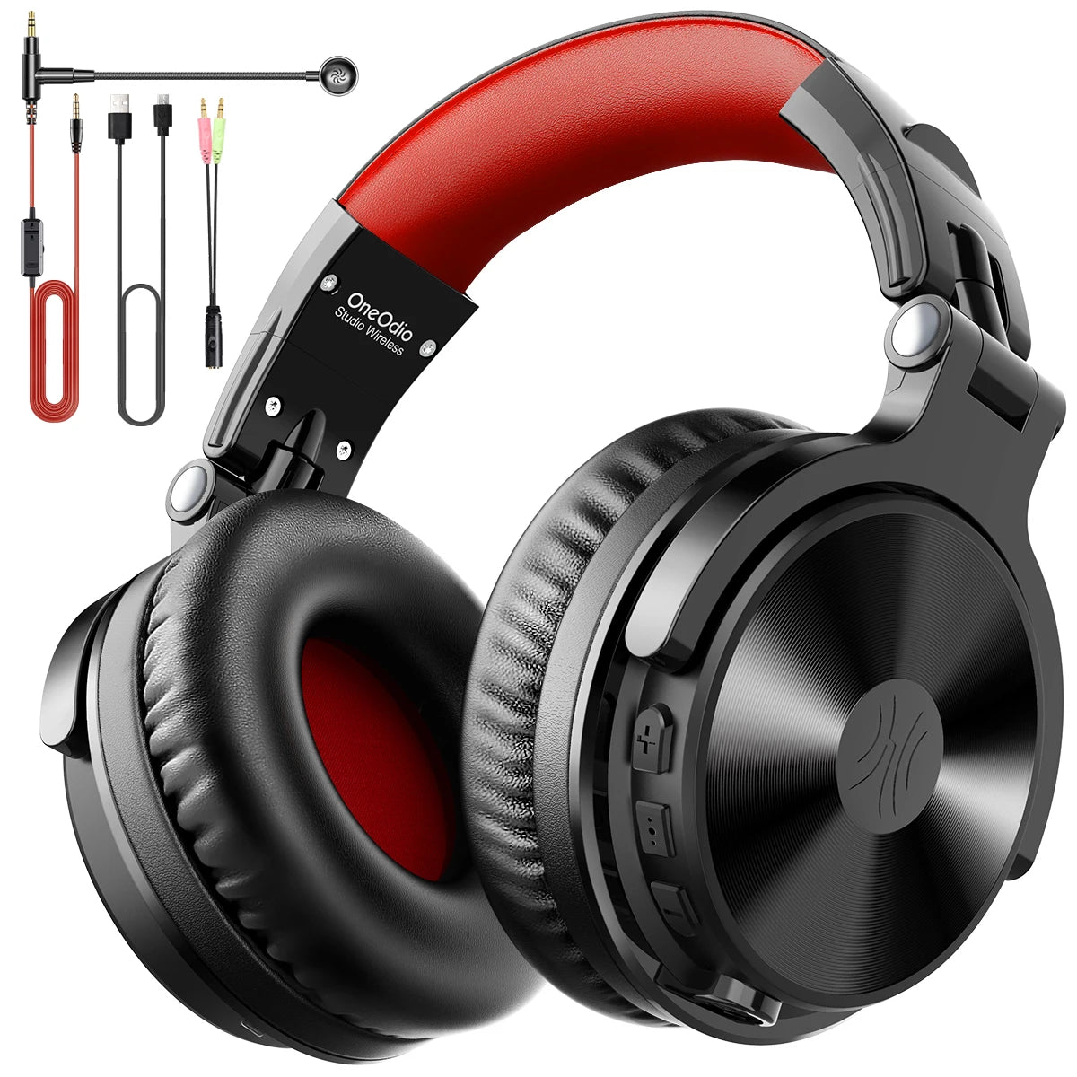 Wireless Bluetooth 5.2 Over-Ear Headphones with Detachable Microphone for Gaming, Calls and Music