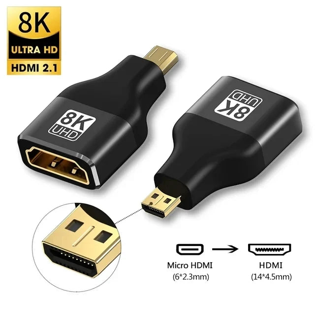 8K HDMI 2.1 Adapter 90°/270° Male–Female 48Gbps for PS5 Roku TV Stick PC & UHD Displays